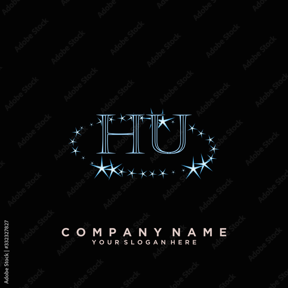 Initial Letter HU Logo With circle Template Vector	
