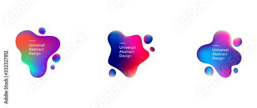 Abstract flowing liquid shapes collection. Wavy forms, fluid elements, gradient lines and colors. Trendy futuristic design for presentation slides, magazine, labels