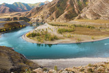 beautiful river between rocky hills. picturesque places in the Altai Mountains in Russia