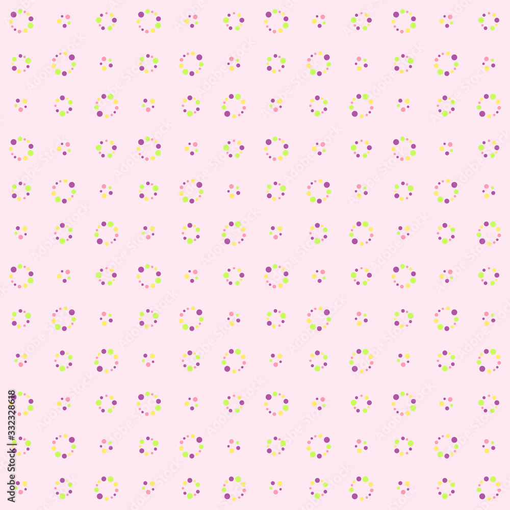 Vector pattern of circles made up of small colorful pastel circles