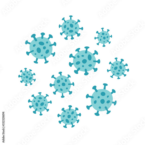 Symbol of Coronavirus COVID 19 or Wuhan Coronavirus. Set hand drawn objects. Isolated vector illustration on white background