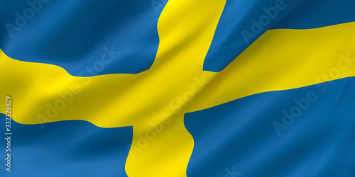 National Fabric Wave Closeup Flag of Sweden