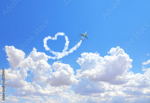 Photography Aircraft draw a heart in the sky