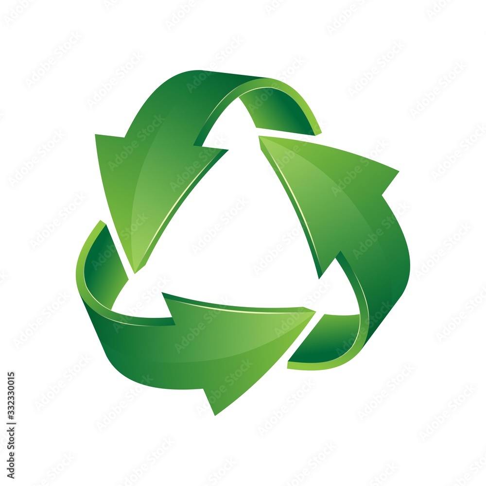 Green 3d recycle icon. Recycling sign isolated on white background Green 3d recycle icon. Recycling sign isolated on white background