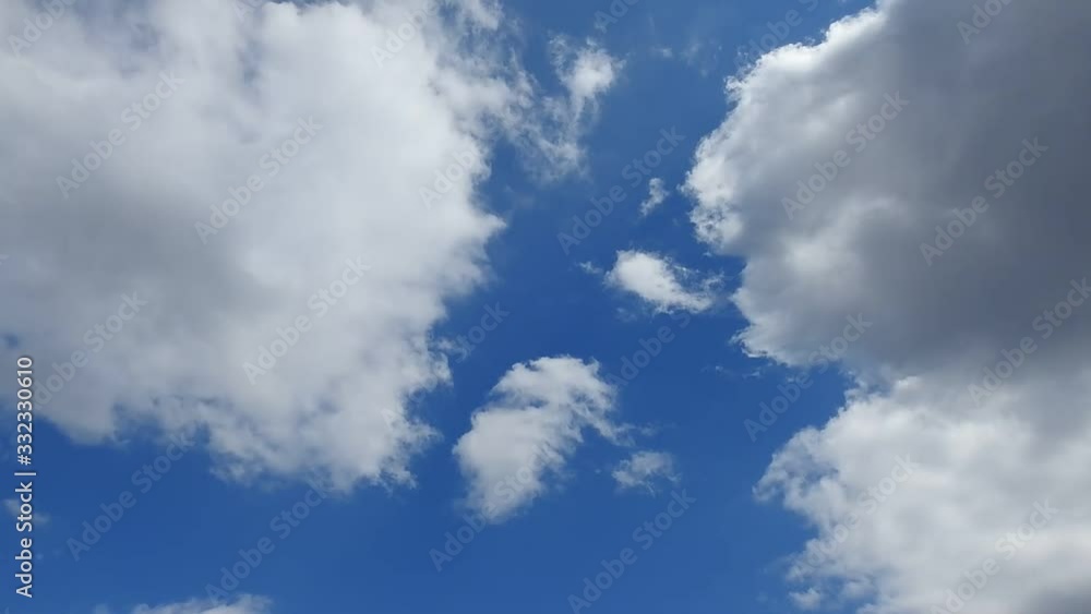 青い空、白い雲、菜の花咲く頃、なむしちょうとなる、3月15日、空のタイムラプス動画