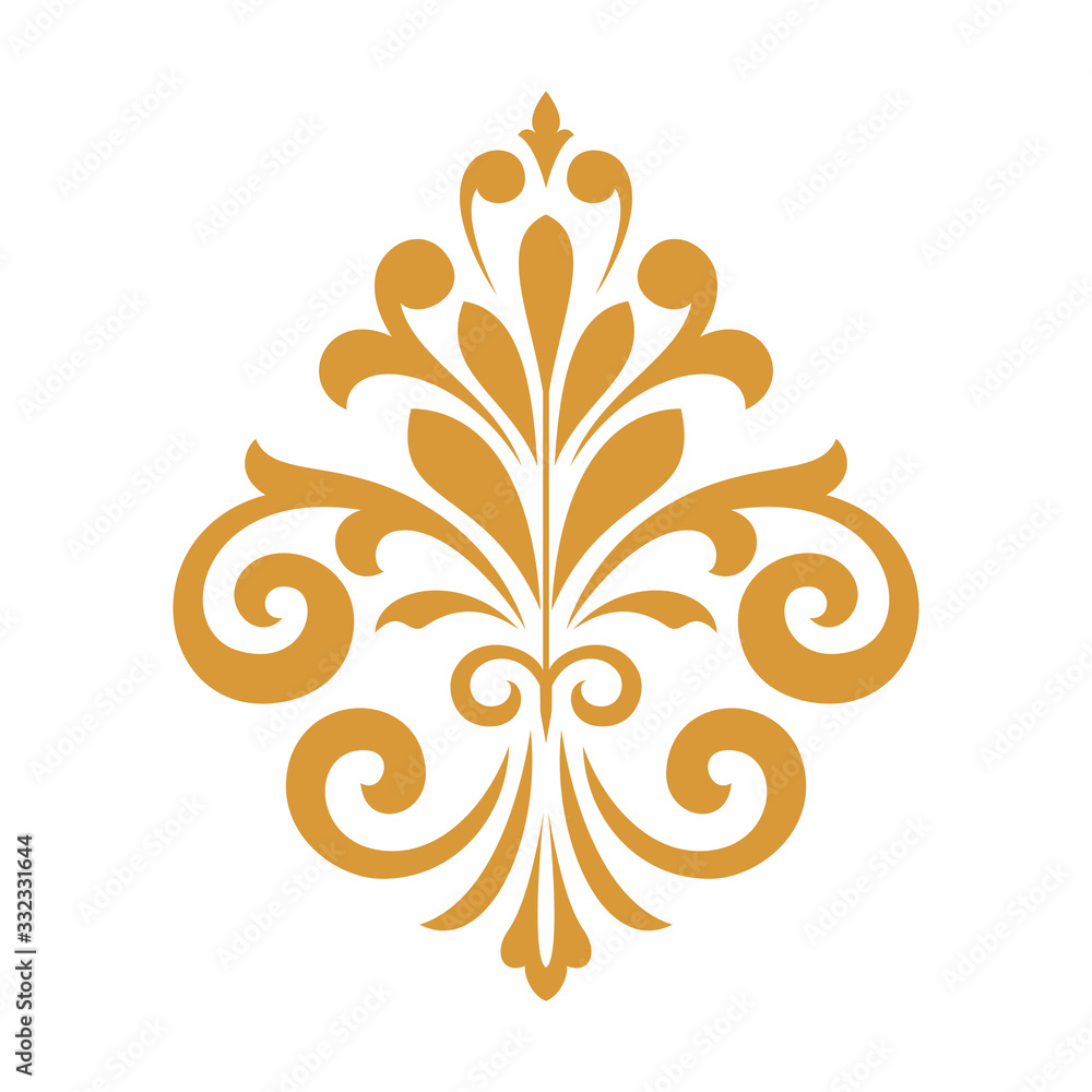 Damask graphic ornament. Floral design element. Gold vector pattern Damask graphic ornament. Floral design element. Gold vector pattern