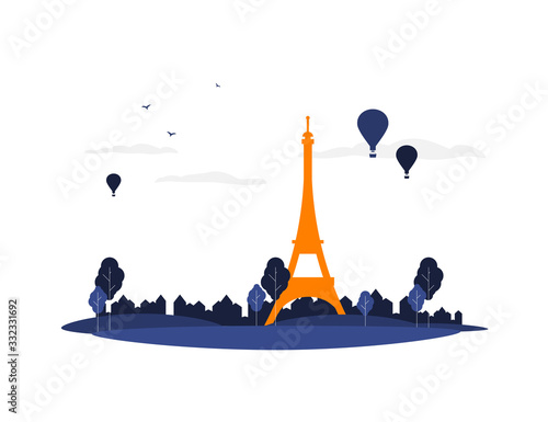 Paris city flat vector illustration