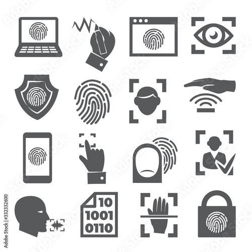 Biometric icons set on white background