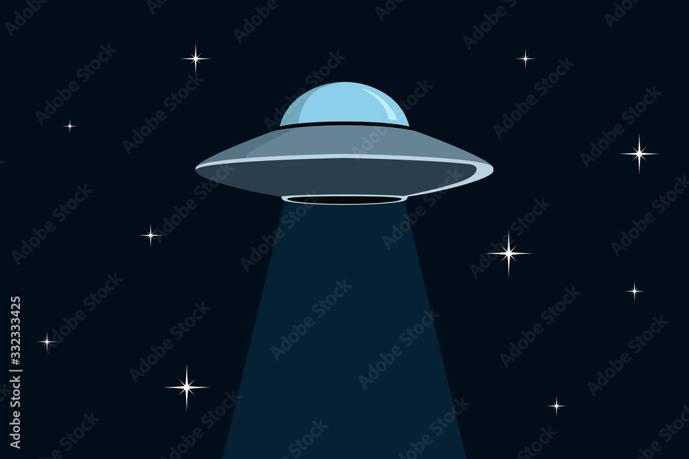 Flying saucer in space. Vector illustration. Flying saucer in space. Vector illustration.