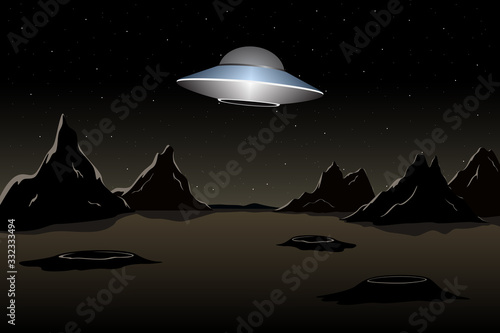 Martian flying saucer. Vector illustration.