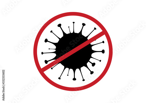 Stop Coronavirus disease COVID-19 vector. Coronavirus disease icon isolated on a white background. COVID-2019 clip art. Stop flu virus vector. Stop virus symbol icon. Germ black silhouette vector