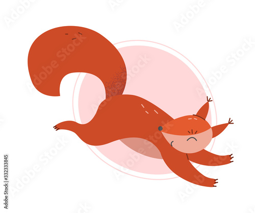 Cute Squirrel Furry Animal Jumping Vector Illustration