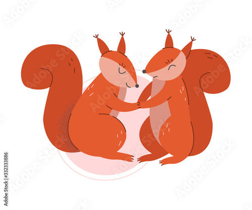 Cute Squirrels with Pointed Ears Greeting Each Other Vector Illustration