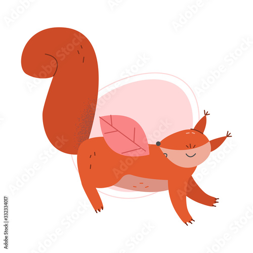 Cartoon Squirrel Jumping Isolated on White Background Vector Illustration