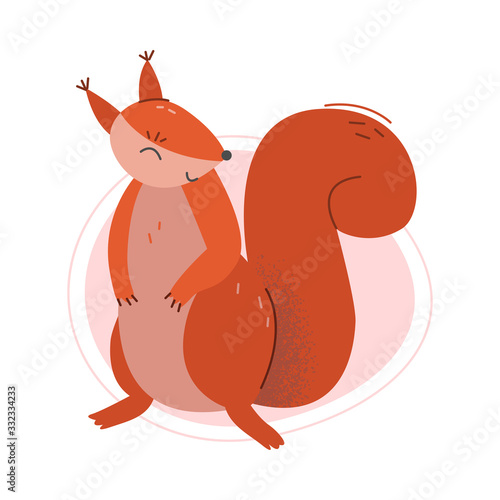 Cute Squirrel Animal Sitting Isolated on White Background Vector Illustration