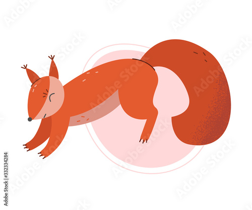 Cartoon Squirrel Jumping Isolated on White Background Vector Illustration