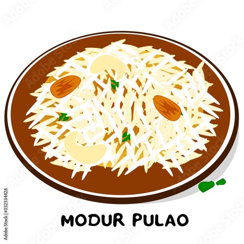 Modur pulao indian Jammu and Kashmir Food Vector