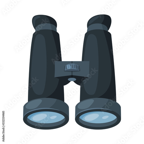 Binoculars Black Optical Device, Spy Surveillance Equipment Vector Illustration