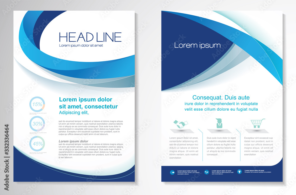 Template vector design for Brochure, AnnualReport, Magazine, Poster, Corporate Presentation, Portfolio, Flyer, infographic, layout modern with blue color size A4, Front and back, Easy to use and edit. Template vector design for Brochure, AnnualReport, Magazine, Poster, Corporate Presentation, Portfolio, Flyer, infographic, layout modern with blue color size A4, Front and back, Easy to use and edit.