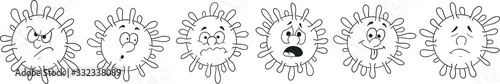 Covid-19 Coronavirus flu virus bacterium sign symbol hand drawing vector illustration