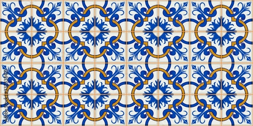 Mediterranean seamless pattern from Moroccan tiles, Azulejos ornaments. Can be used for wallpaper, pattern fills, web page background,surface textures. Vector