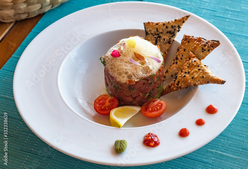 A plate of delicious tuna tartare