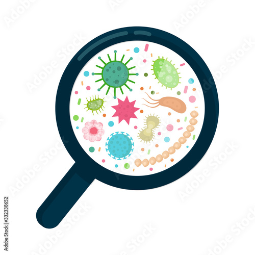 Bacterial microorganism in a circle. Vector