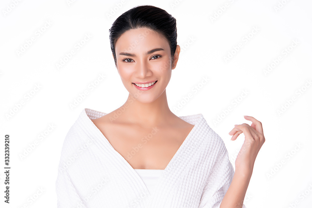 Beautiful Young Asian Woman with Clean Fresh Skin. Face care, Facial treatment, Cosmetology, beauty and healthy skin and cosmetic concept .woman beauty skin isolated on white background Beautiful Young Asian Woman with Clean Fresh Skin. Face care, Facial treatment, Cosmetology, beauty and healthy skin and cosmetic concept .woman beauty skin isolated on white background