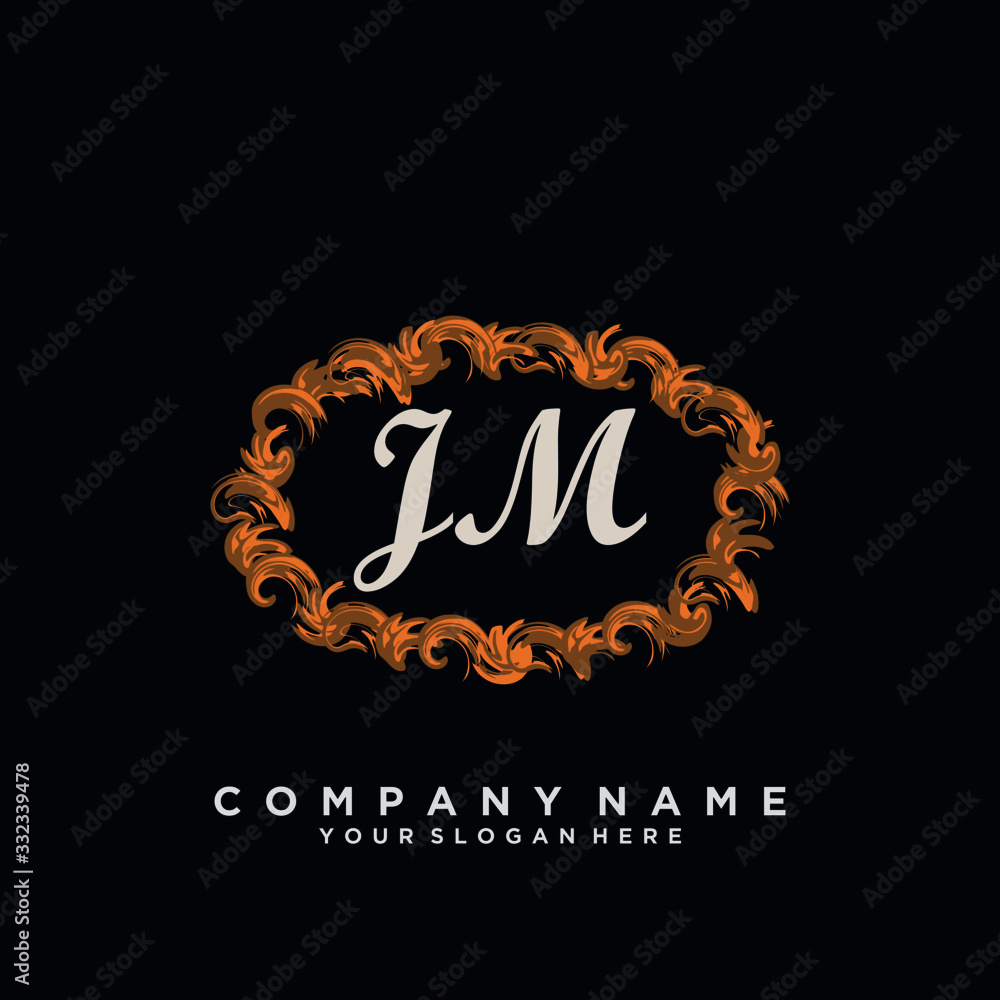 Initial Letter JM Logo With circle Template Vector	
