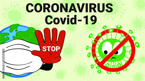 Stop coronavirus. Globe in a medical mask. The entire population of the earth is struggling with the spread of the epidemic. Coronavirus quarantine concept. Vector isolated elements.