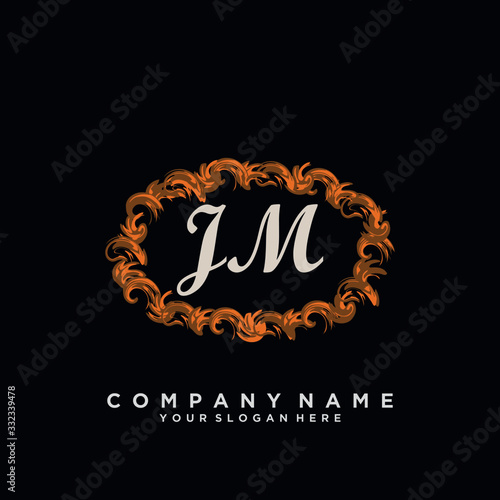 Initial Letter JM Logo With circle Template Vector  