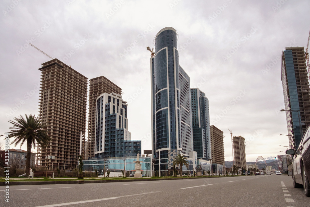 Empty street with modern architecture background Empty street with modern architecture background
