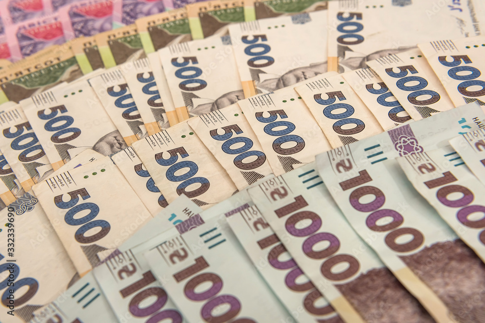 Background with Ukrainian money for design. UAH. New notes 500 and 1000. Background with Ukrainian money for design. UAH. New notes 500 and 1000.
