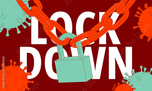 Lock down. Virus prevention measures. Vector illustration.
