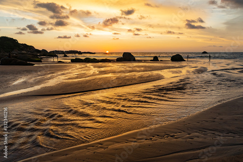 beautiful colorful sunset on agonda beach in goa  india