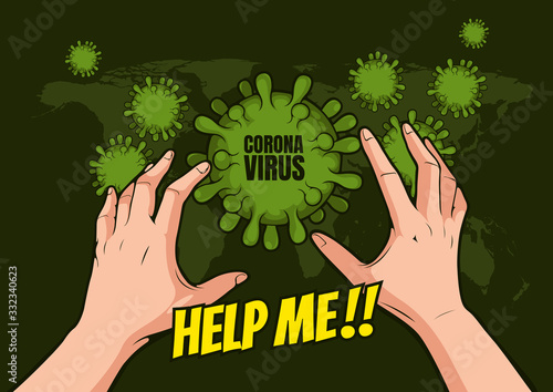 Coronavirus, Pictures of frightened hand gestures, vector illustration.