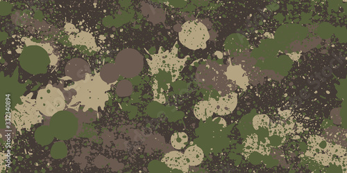 Splash camouflage background. Seamless pattern.Vector. 飛び散った迷彩パターン	