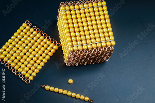 Slika na platnu montessori golden material mathematics number decimal system number unit ten hun