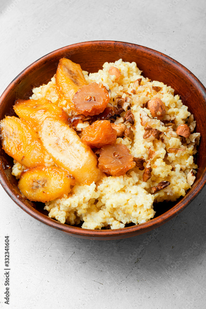 Millet porridge with banana Millet porridge with banana