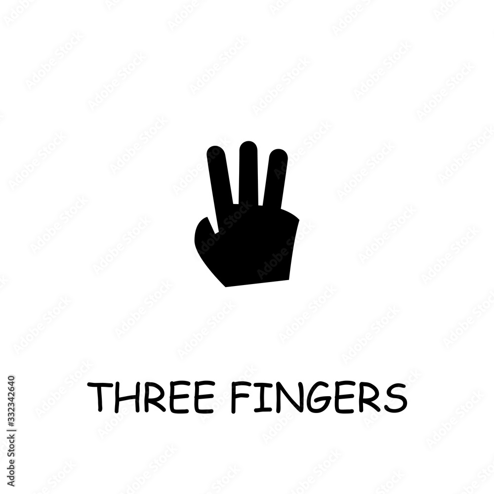 Fototapeta premium Three fingers flat vector icon