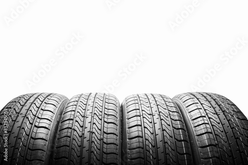 a black isolation rubber tire, on the white backgrounds