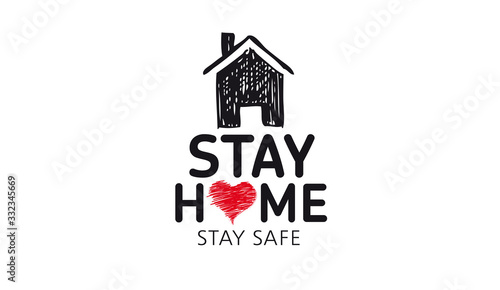Stay home stay safe doodle illustration. Quarantine. Pandemic coronavirus. 
