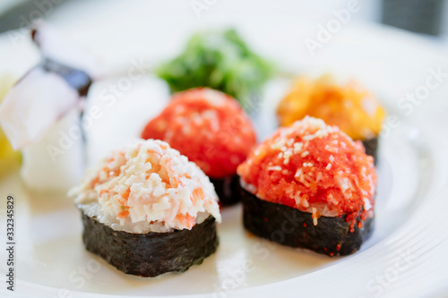 Wallpaper Mural Nigiri sushi serving on a plate in a restaurant Torontodigital.ca