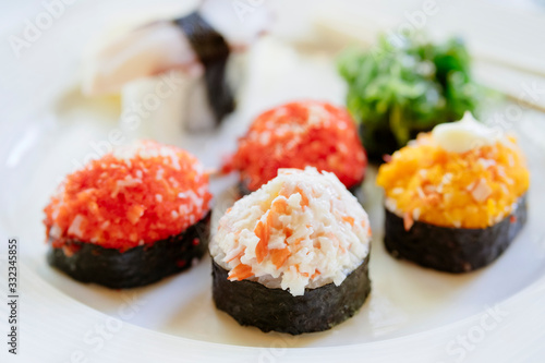 Wallpaper Mural Nigiri sushi serving on a plate Torontodigital.ca