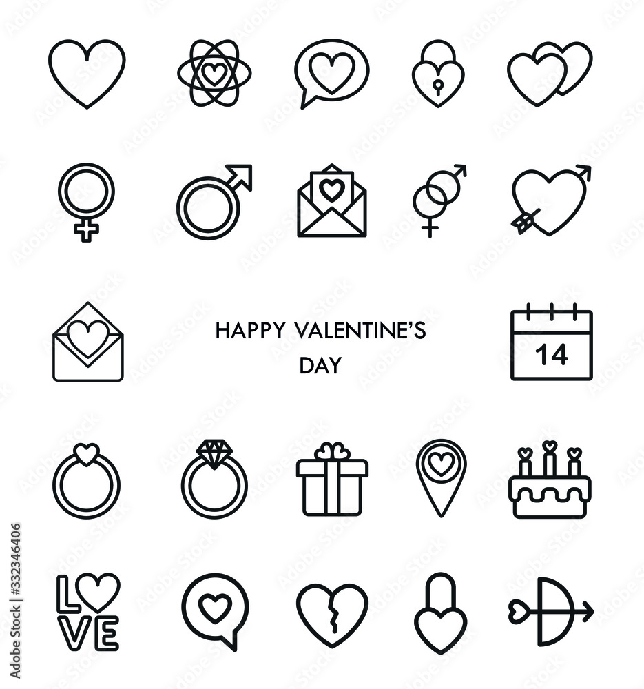 Happy Valentine's day pictograms. vector Happy Valentine's day pictograms. vector