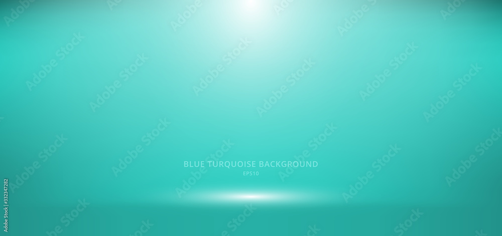 3D empty blue turquoise studio room background with spotlight on stage background
