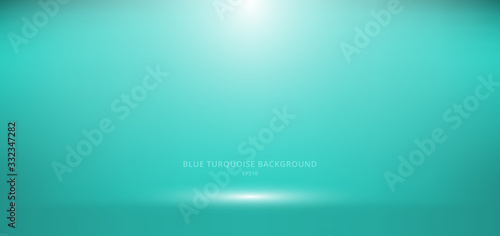 3D empty blue turquoise studio room background with spotlight on stage background