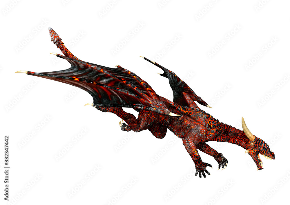 3D Rendering Fairy Tale Dragon on White 3D Rendering Fairy Tale Dragon on White