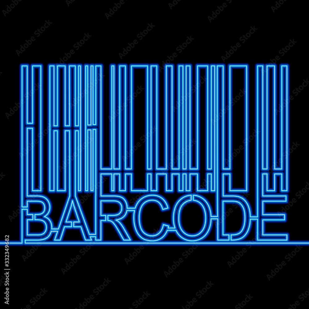 Fototapeta premium Continuous line drawing barcode neon glow concept
