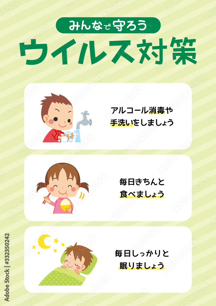 みんなで守ろうウイルス対策 子ども向け ポスター Stock Vector Adobe Stock